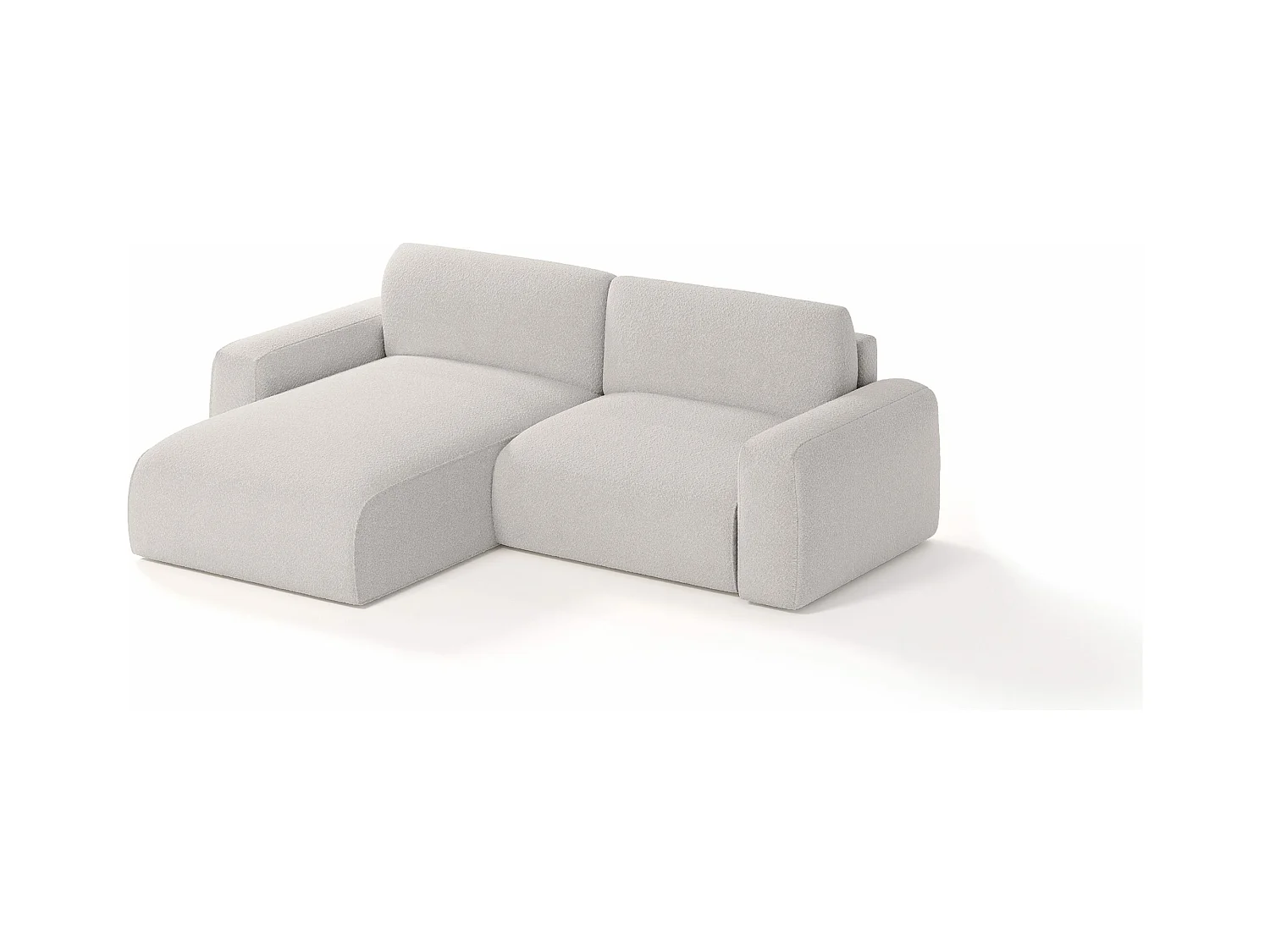 Canapé d'angle en tissu bouclé Witsum Mini, 4 places, Argent