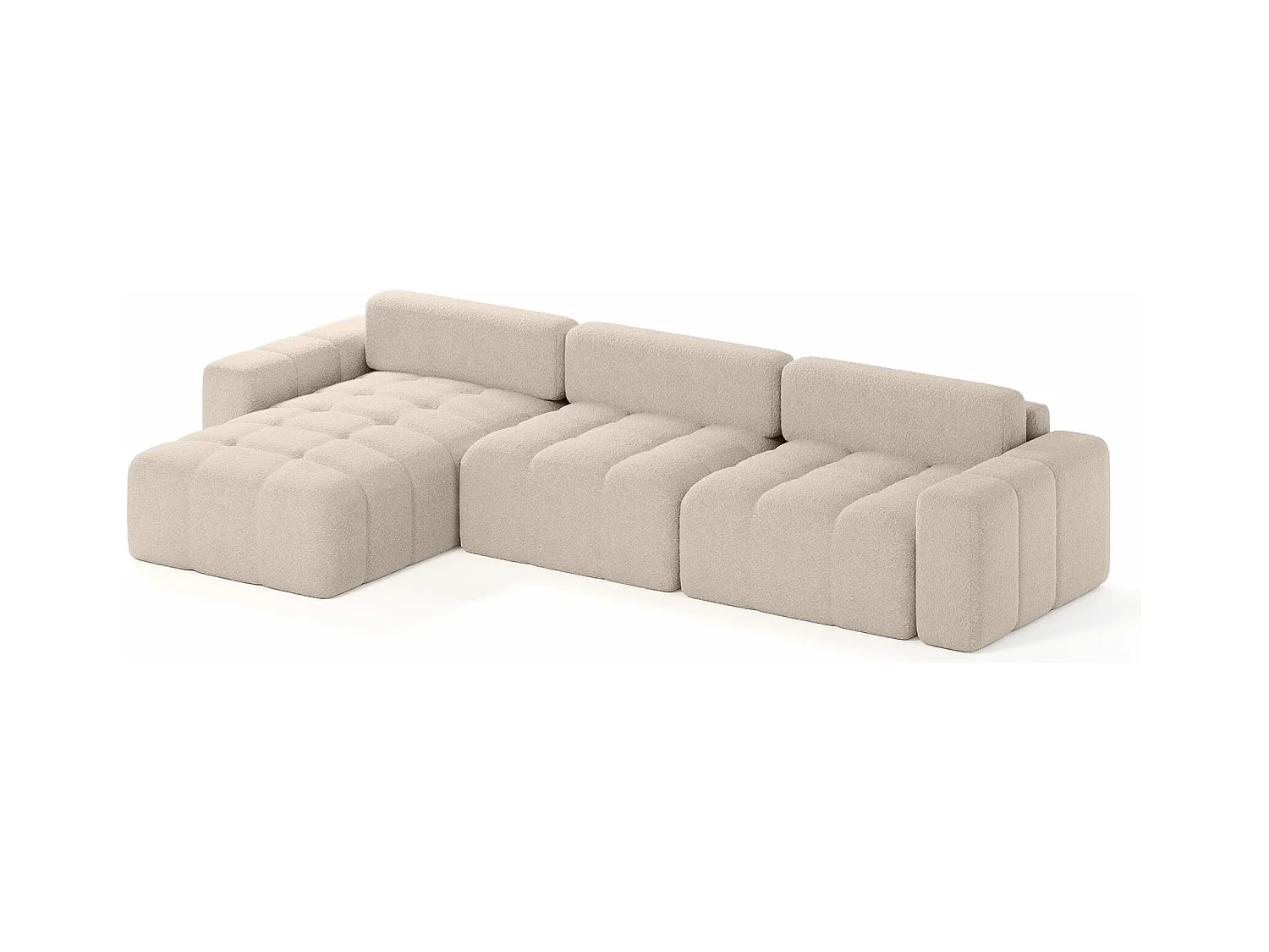 CANAPÉ D'ANGLE en tissu Bouclé 8 places Bornum So, Beige