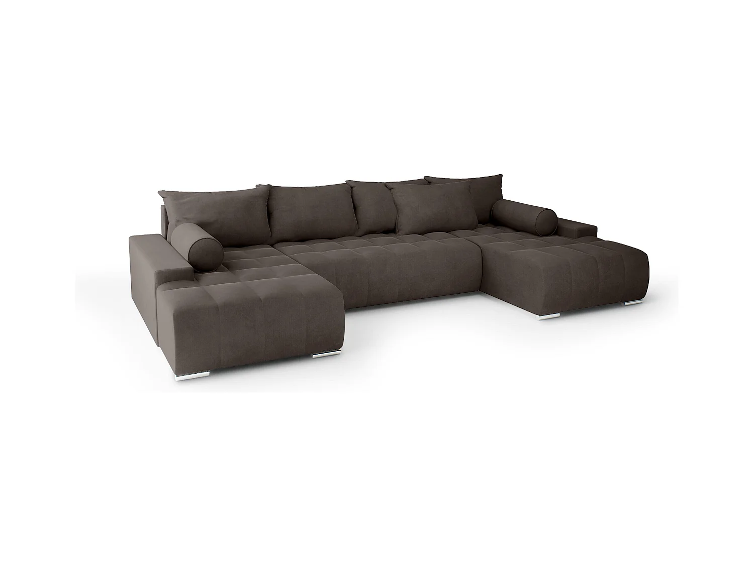 CANAPÉ PANORAMIQUE Deia U Tissu Velours, Marron