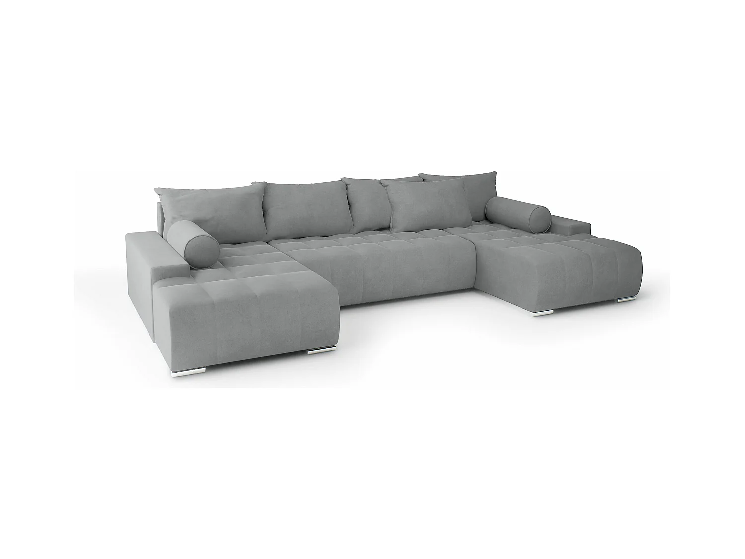 CANAPÉ PANORAMIQUE Deia U Tissu Velours, Gris