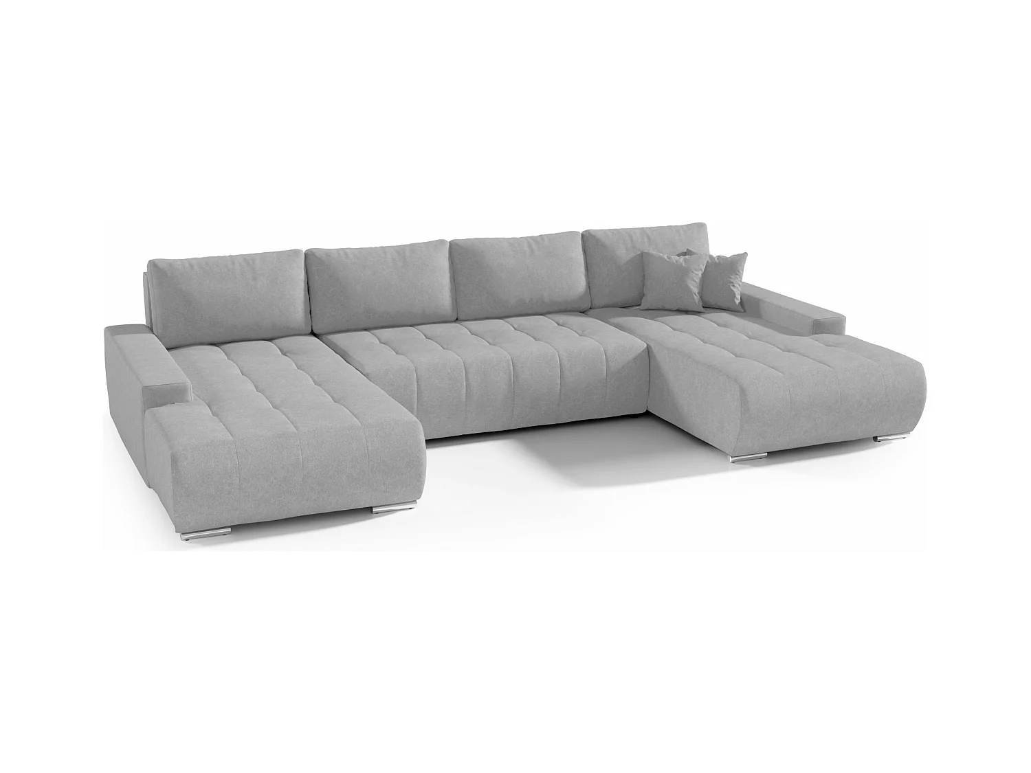CANAPÉ PANORAMIQUE en tissu polyester Bonari U 8 places Gris clair