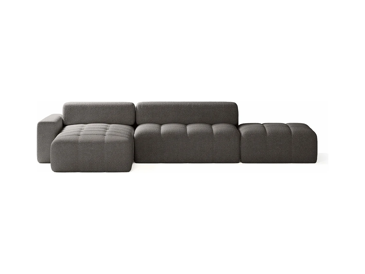 CANAPÉ D'ANGLE en tissu Bouclé 8 places Bornum La, Gris