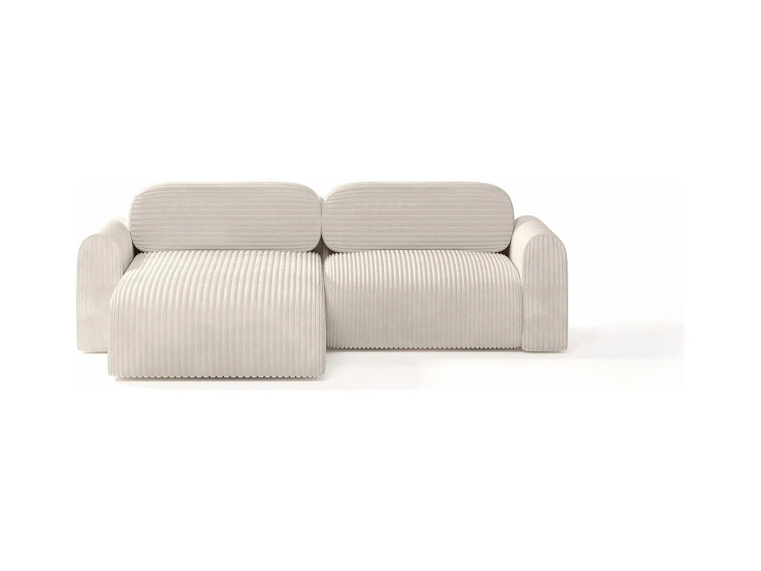 CANAPÉ d'angle avec revêtement en tissu côtelé Pirna Mini 4 places, Crème