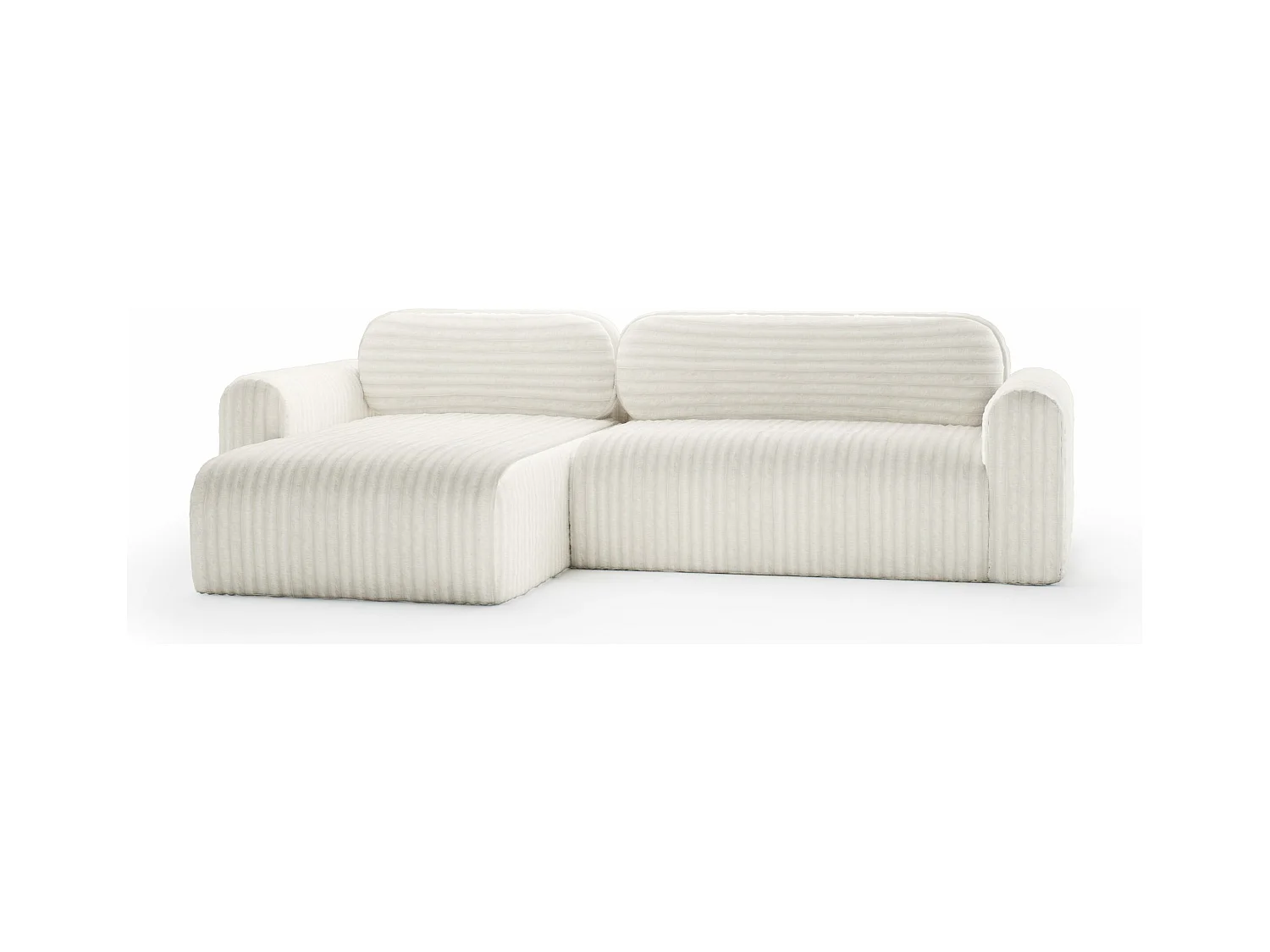SOFA D'ANGLE en tissu velours Pablitto Ivory Light Beige (Ambience 1)