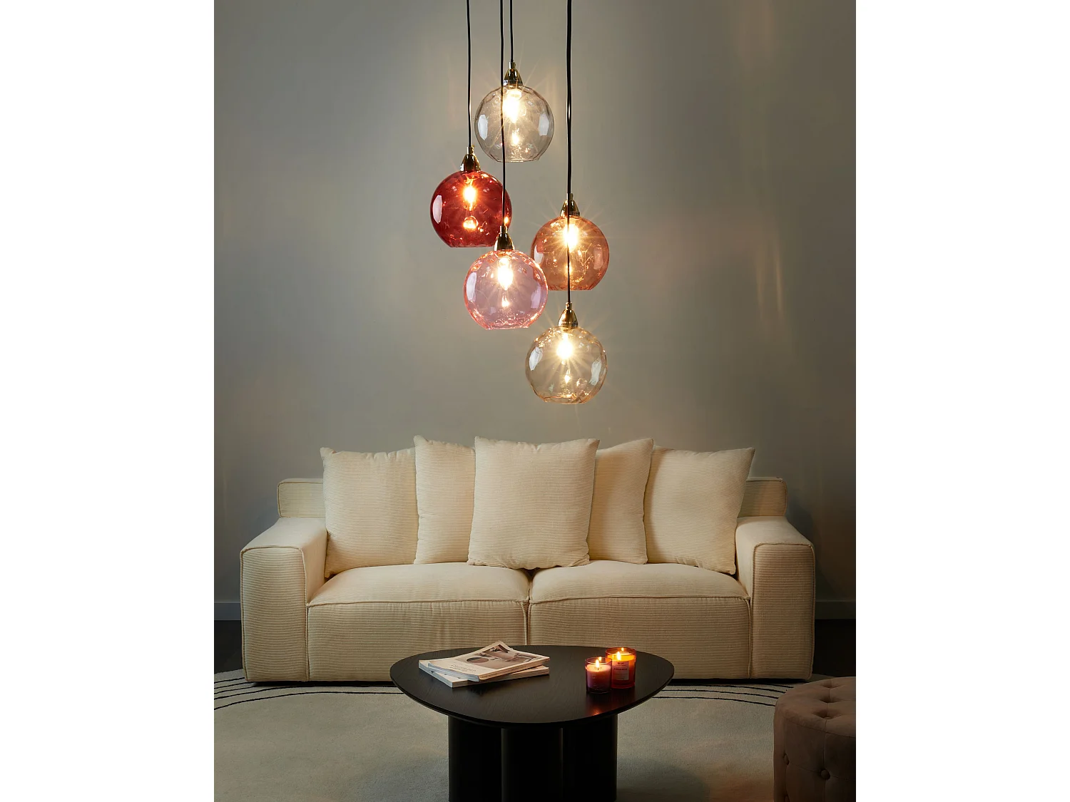 Lampe suspension PABELLON Verre Rouge