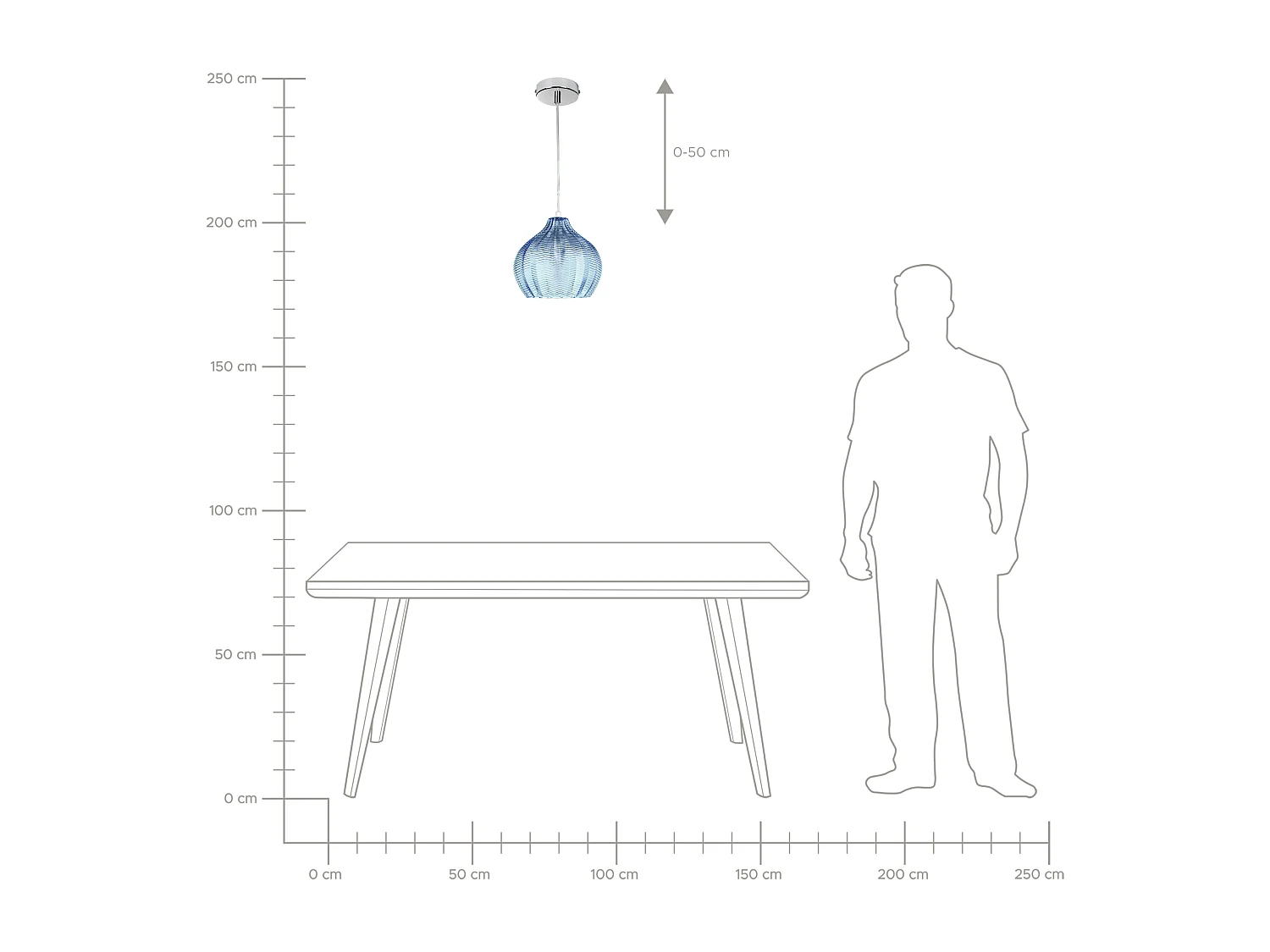 Lampe suspension KEILA Verre Bleu