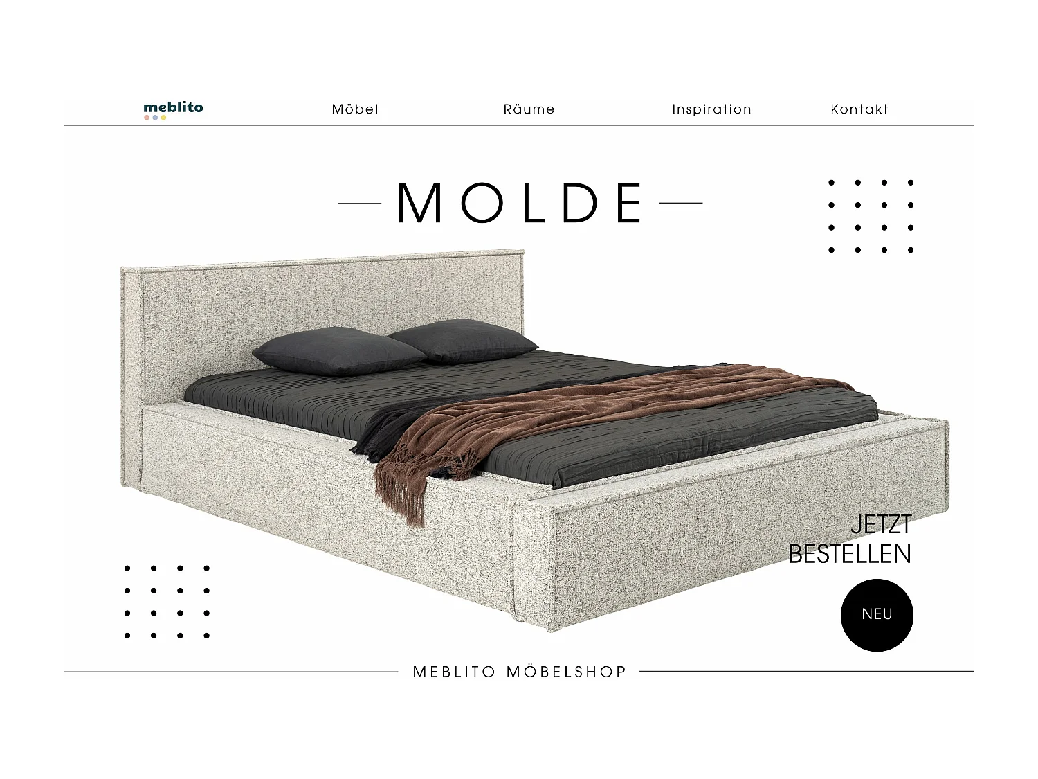 POLSTERBETT Molde mit Bettkasten Matratze 160x200 cm, Beige