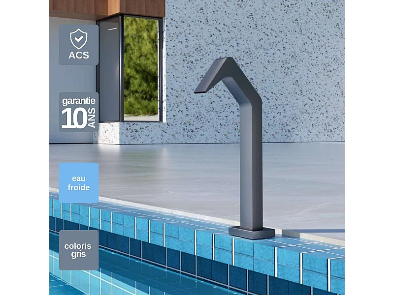 Cascade de piscine Niagara en Acier Inox.S316 Gris Cobalt - Corps 60x55mm - H.54cm - Garantie 10 ans - POOL IMEX