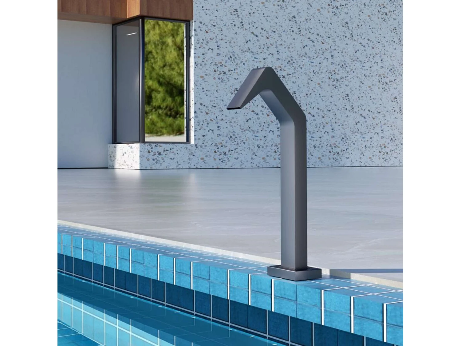Cascade de piscine Niagara en Acier Inox.S316 Gris Cobalt - Corps 60x55mm - H.54cm - Garantie 10 ans - POOL IMEX