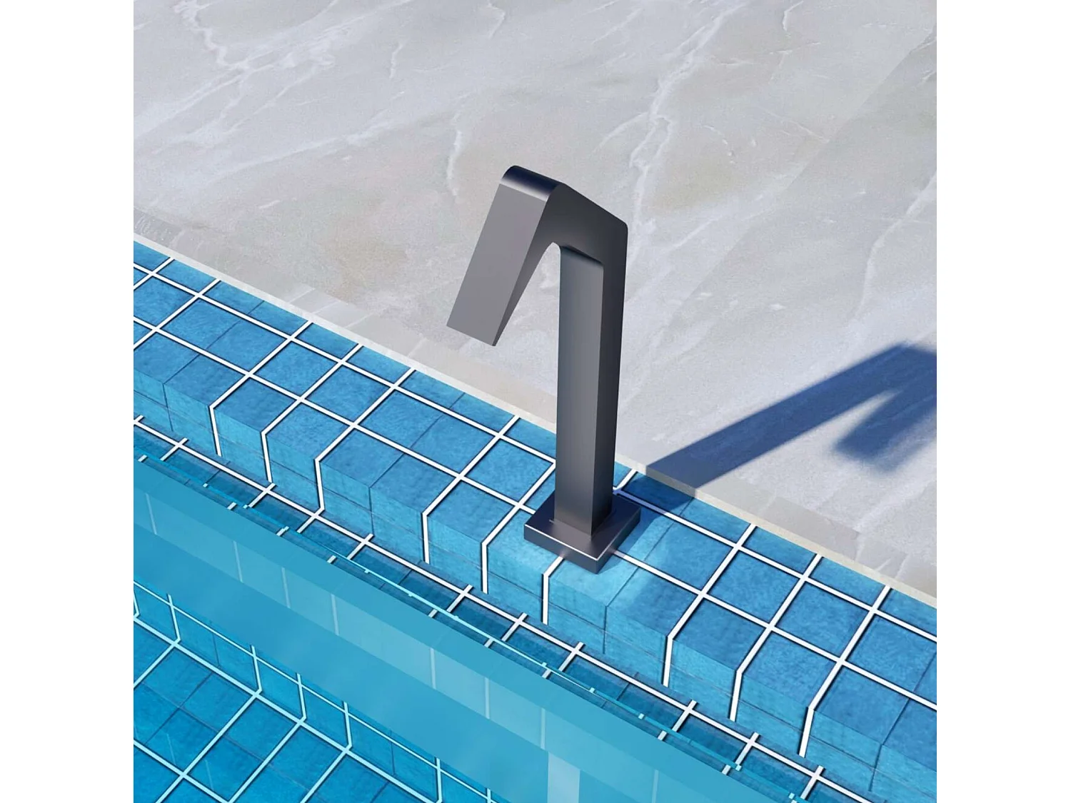 Cascade de piscine Niagara en Acier Inox.S316 Gris Cobalt - Corps 60x55mm - H.54cm - Garantie 10 ans - POOL IMEX