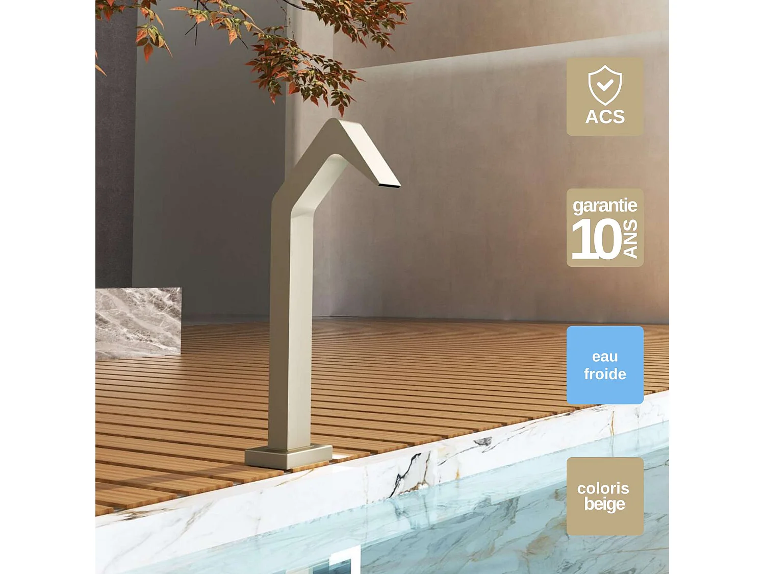 Cascade de piscine Niagara en Acier Inox.S316 Moka - Corps 60x55mm - H.54cm - Garantie 10 ans - POOL IMEX