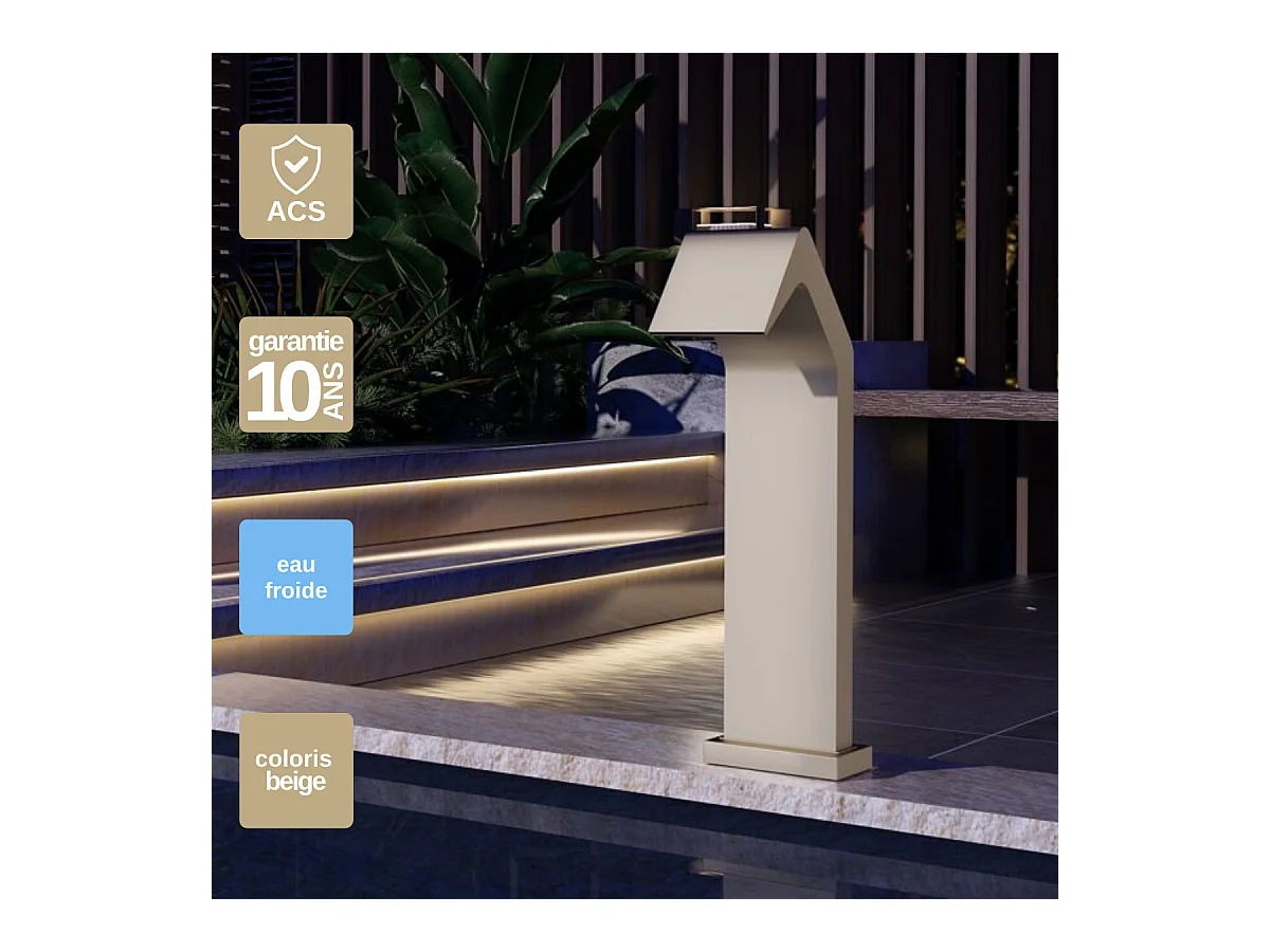 Cascade de piscine Niagara en Acier Inox.S316 Moka - Corps 150x55mm - H.54cm - Garantie 10 ans - POOL IMEX