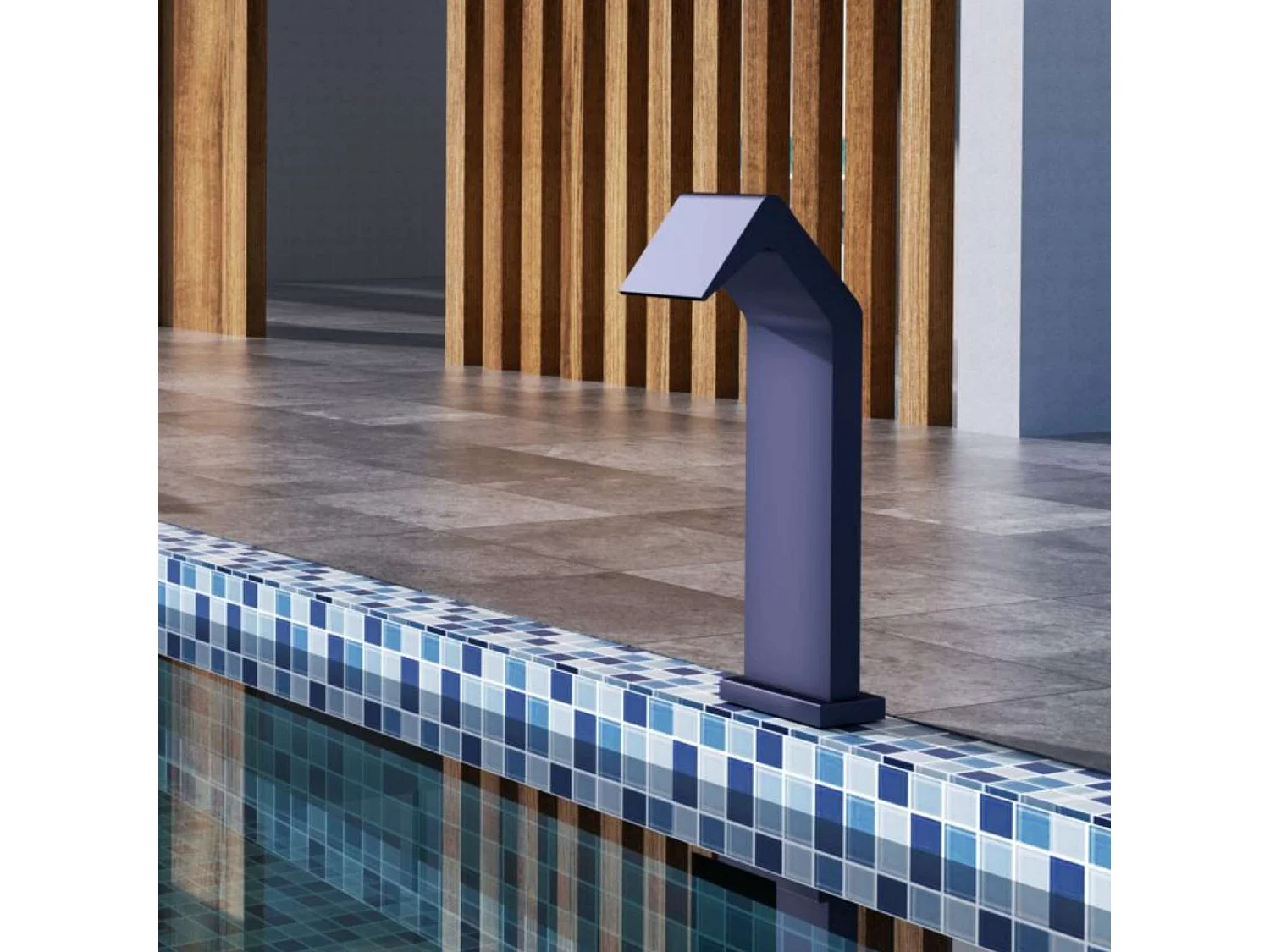 Cascade de piscine Niagara en Acier Inox.S316 Bleu Océan - Corps 150x55mm - H.54cm - Garantie 10 ans - POOL IMEX