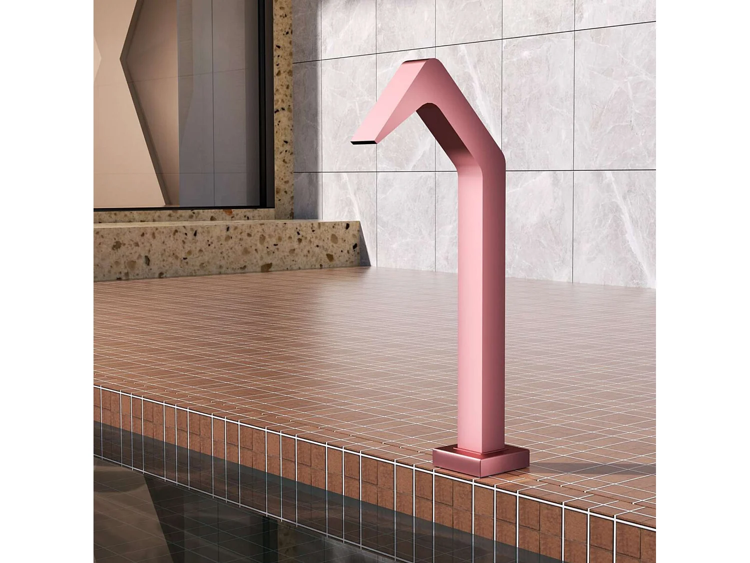 Cascade de piscine Niagara en Acier Inox.S316 Rose Corail - Corps 60x55mm - H.54cm - Garantie 10 ans - POOL IMEX