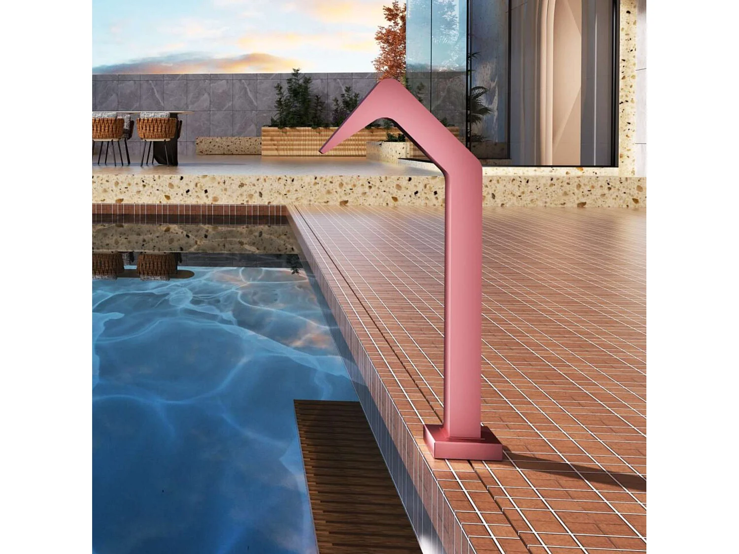 Cascade de piscine Niagara en Acier Inox.S316 Rose Corail - Corps 60x55mm - H.54cm - Garantie 10 ans - POOL IMEX
