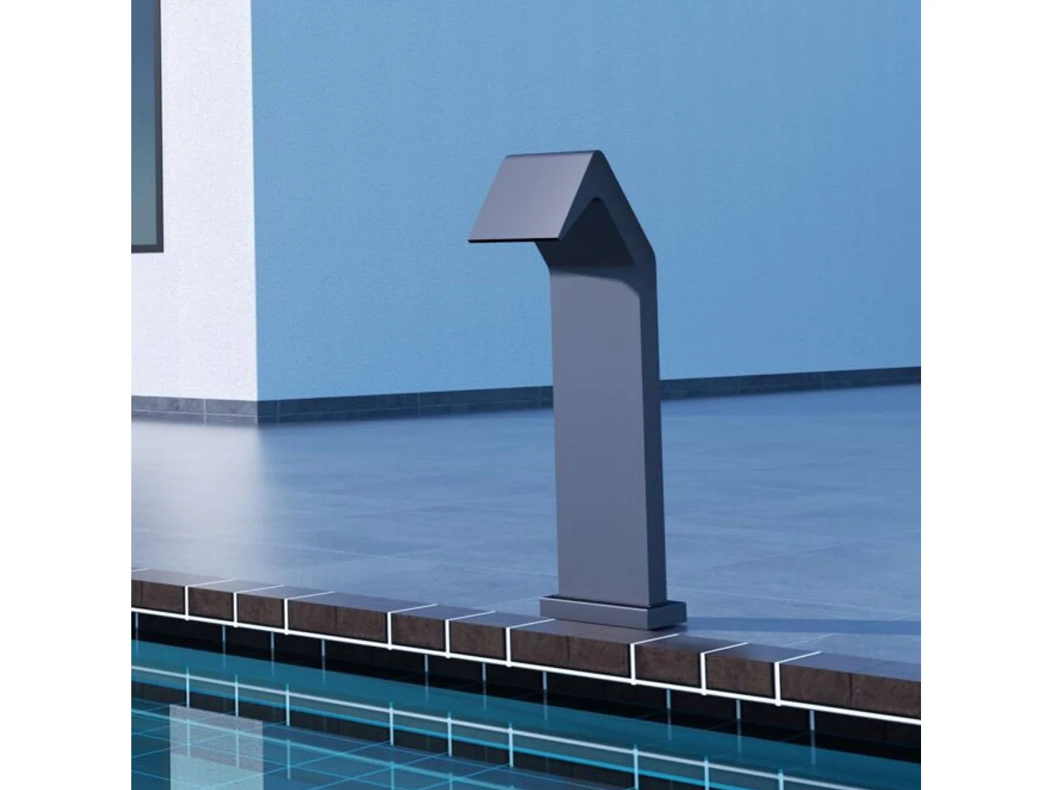 Cascade de piscine Niagara en Acier Inox.S316 Gris Cobalt - Corps 150x55mm - H.54cm - Garantie 10 ans - POOL IMEX