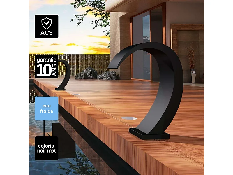 Cascade de piscine Iguazu en Acier Inox.S316 Noir Mat - Corps 60x55mm - H.54cm - Garantie 10 ans - POOL IMEX
