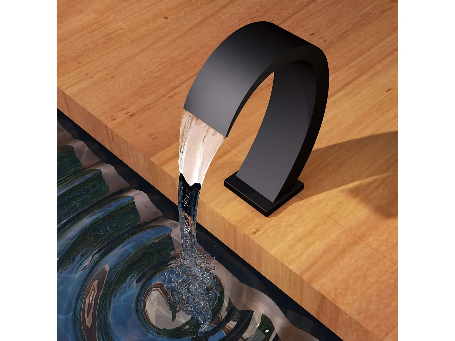 Cascade de piscine Iguazu en Acier Inox.S316 Noir Mat - Corps 60x55mm - H.54cm - Garantie 10 ans - POOL IMEX