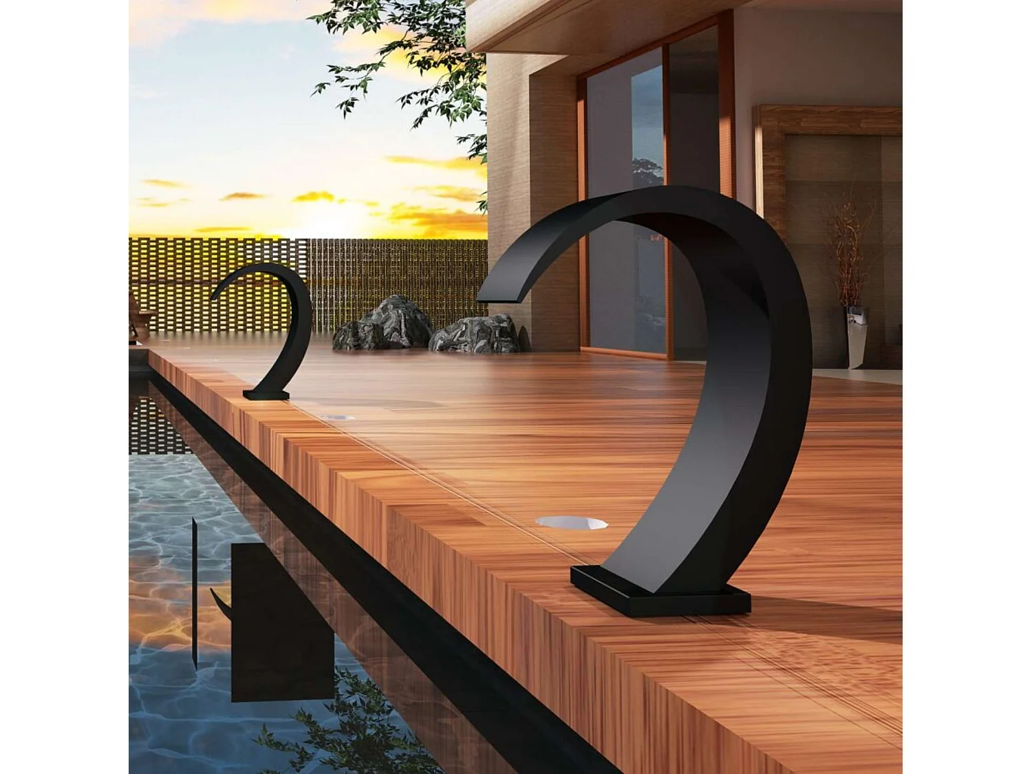 Cascade de piscine Iguazu en Acier Inox.S316 Noir Mat - Corps 60x55mm - H.54cm - Garantie 10 ans - POOL IMEX