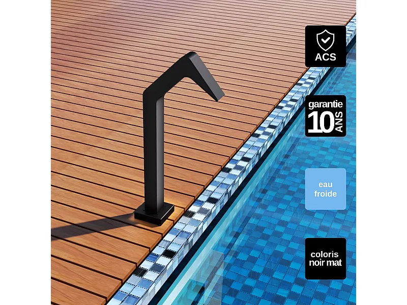 Cascade de piscine Niagara en Acier Inox.S316 Noir Mat - Corps 60x55mm - H.54cm - Garantie 10 ans - POOL IMEX