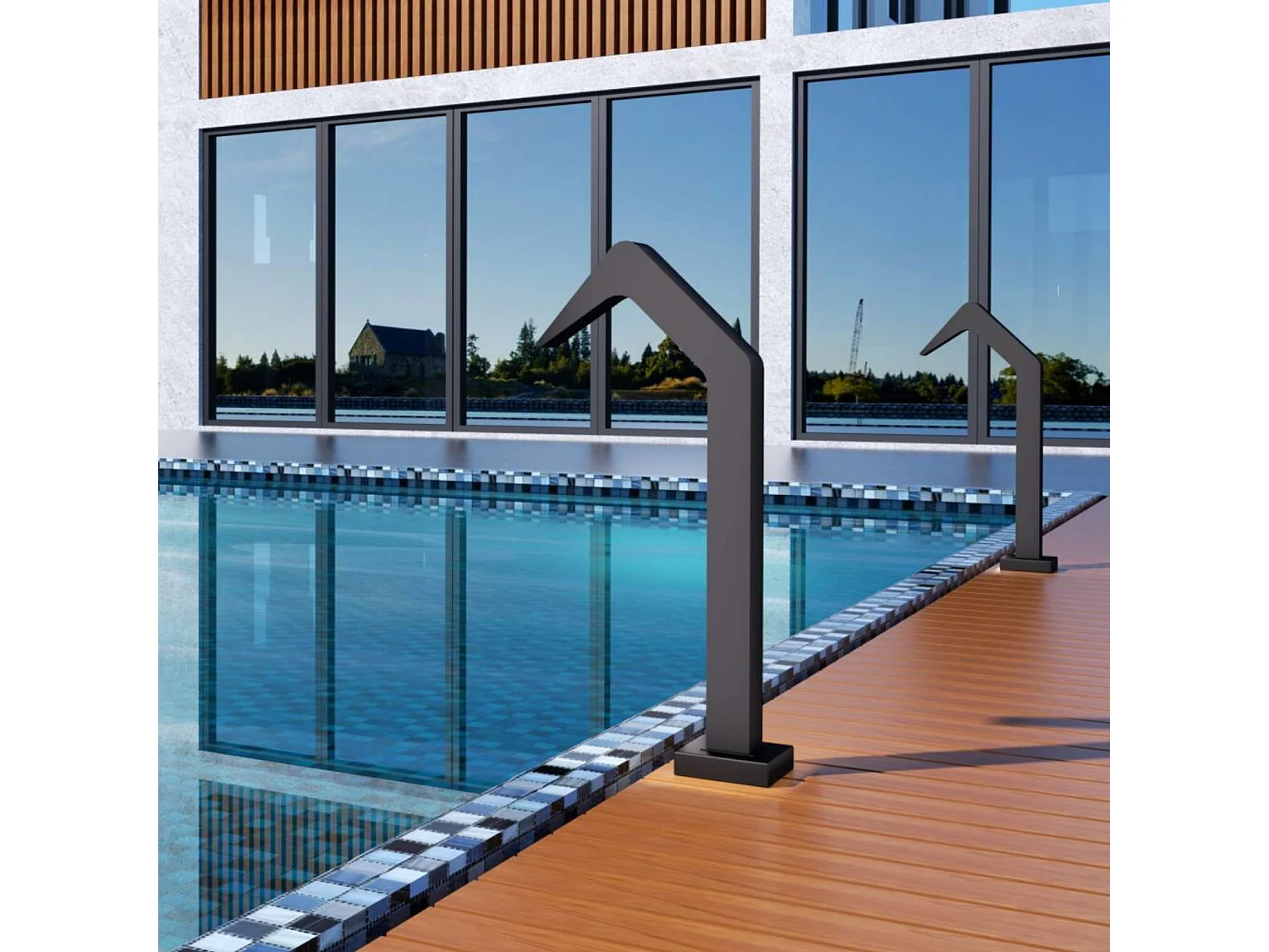 Cascade de piscine Niagara en Acier Inox.S316 Noir Mat - Corps 60x55mm - H.54cm - Garantie 10 ans - POOL IMEX