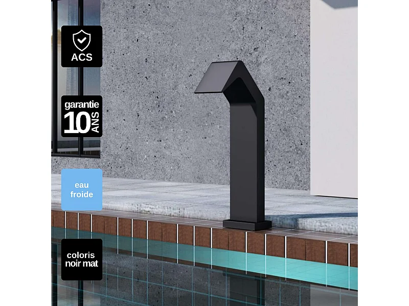 Cascade de piscine Niagara en Acier Inox.S316 Noir Mat - Corps 150x55mm - H.54cm - Garantie 10 ans - POOL IMEX