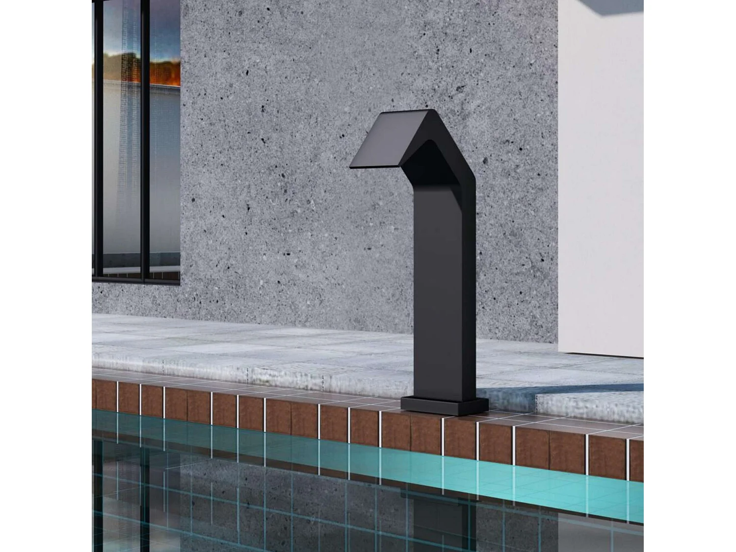 Cascade de piscine Niagara en Acier Inox.S316 Noir Mat - Corps 150x55mm - H.54cm - Garantie 10 ans - POOL IMEX