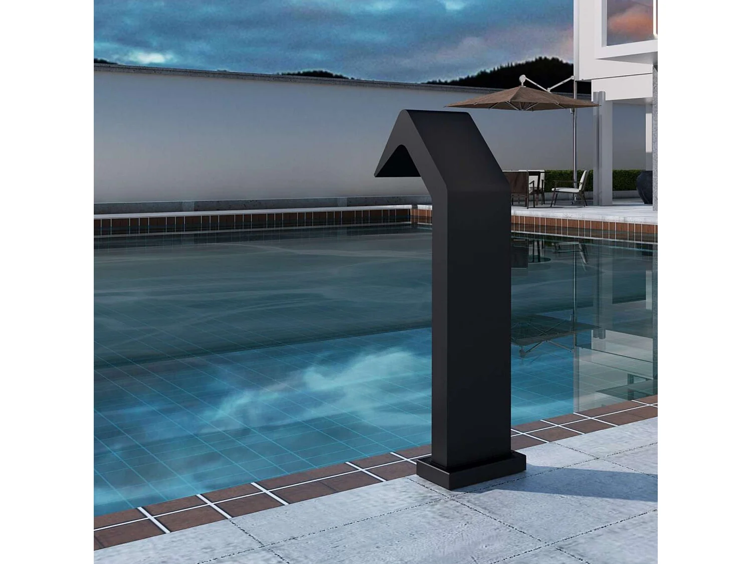 Cascade de piscine Niagara en Acier Inox.S316 Noir Mat - Corps 150x55mm - H.54cm - Garantie 10 ans - POOL IMEX