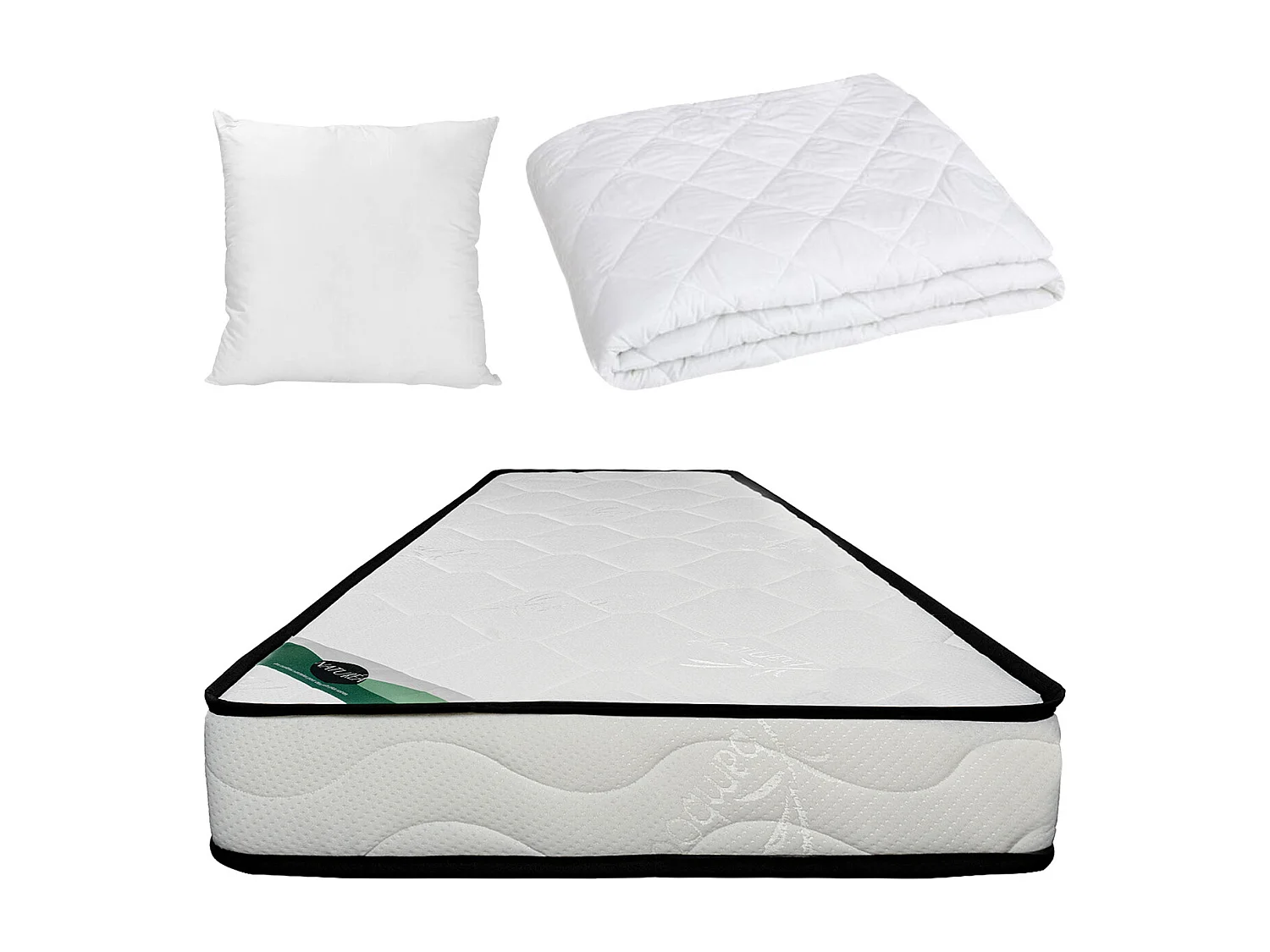 Pack literie 90 x 190 cm matelas mousse et coutil bambou ép.15cm + couette + 1 oreiller - KANANI de NATUREA