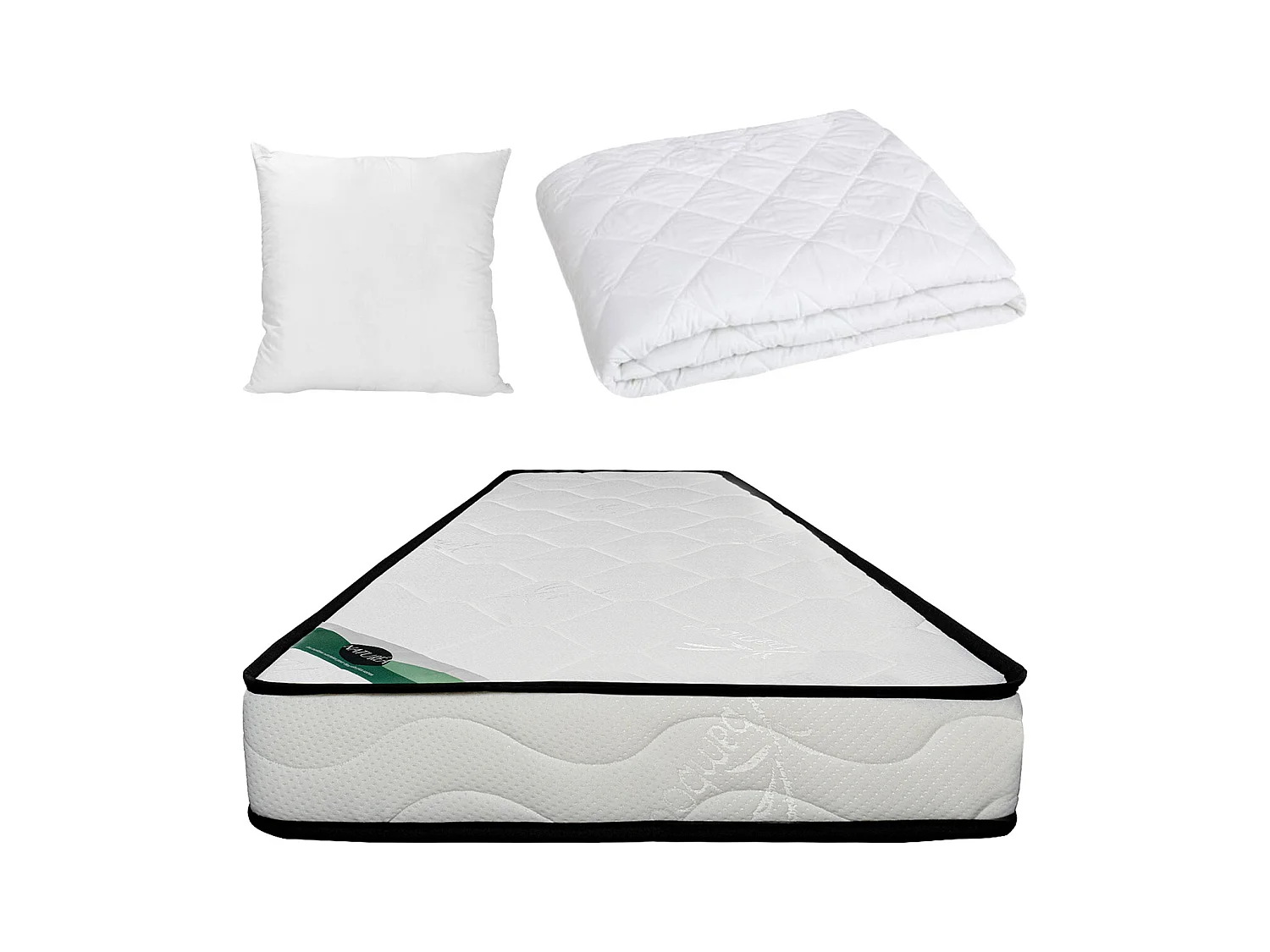 Sengelinned sæt 90 x 190 cm skummadras med bambustekstil 15 cm tykkelse + dyne + 1 pude - KANANI fra NATUREA