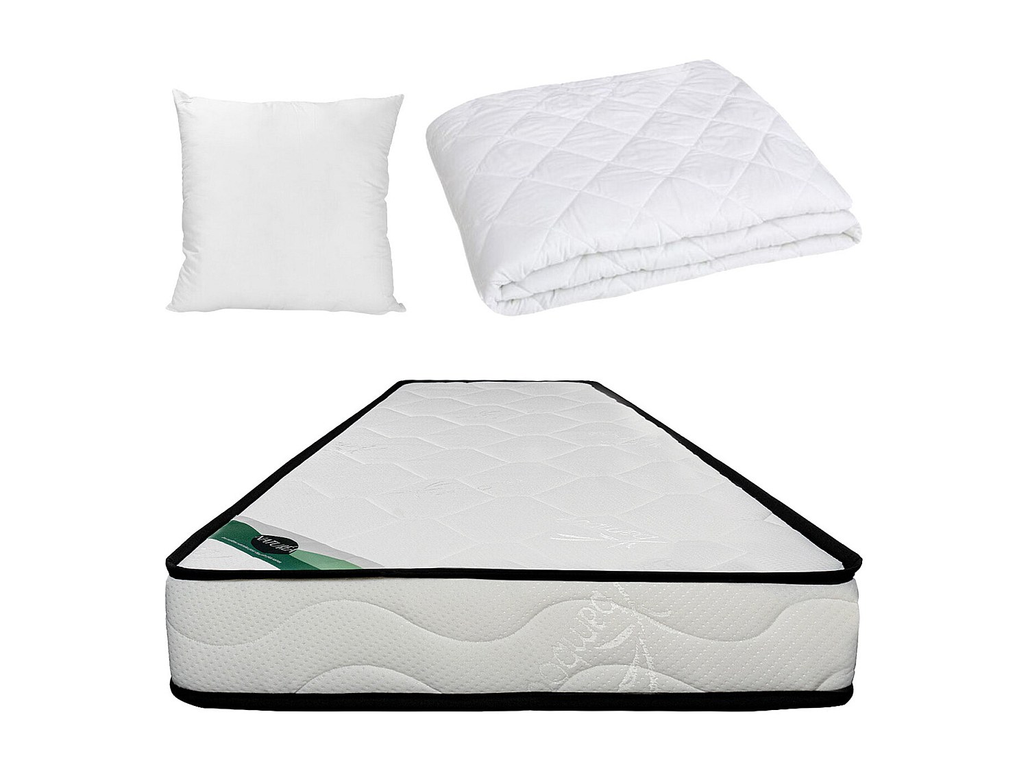 Bett-Set mit Schaumstoffmatratze, Bambus-Bezug, Bettdecke + 1 Kissen - 90 x günstig online kaufen