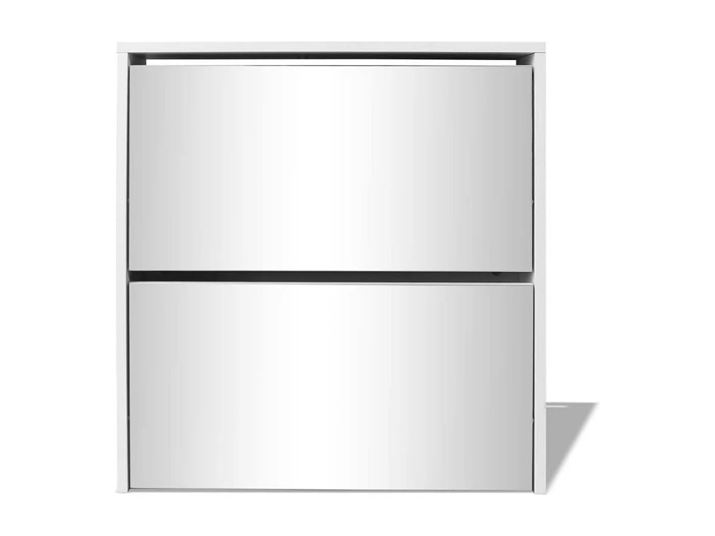 Meuble à chaussures 2 étages avec miroir 63x17x67 cm Blanc