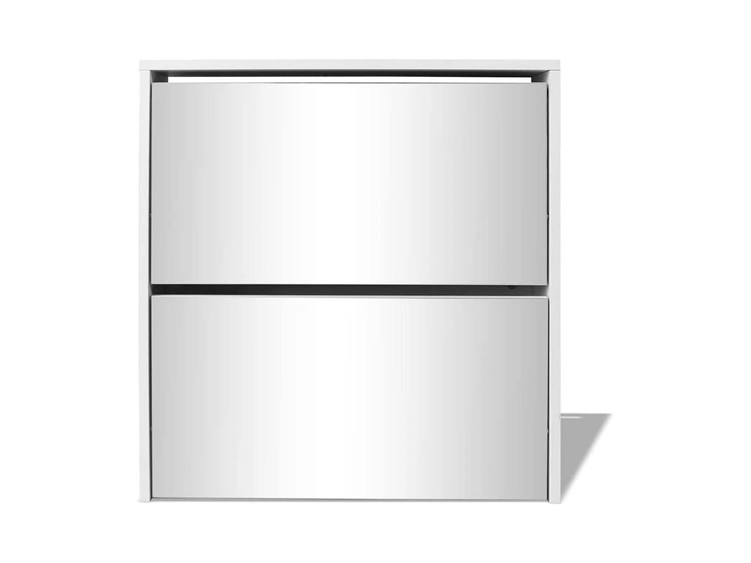 Meuble à chaussures 2 étages avec miroir 63x17x67 cm Blanc