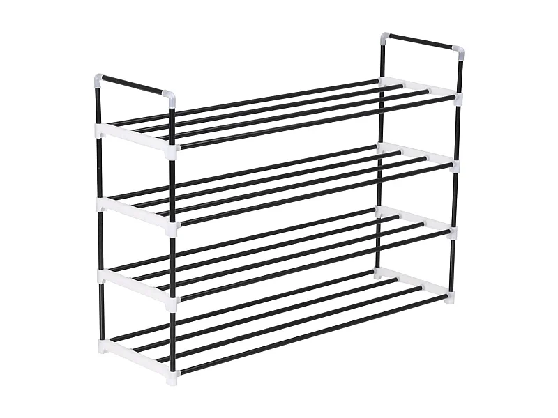 Minimalistyczna Półka na Buty z 4 Półkami Metalowa i Plastikowa Czarna 91x29x74 cm