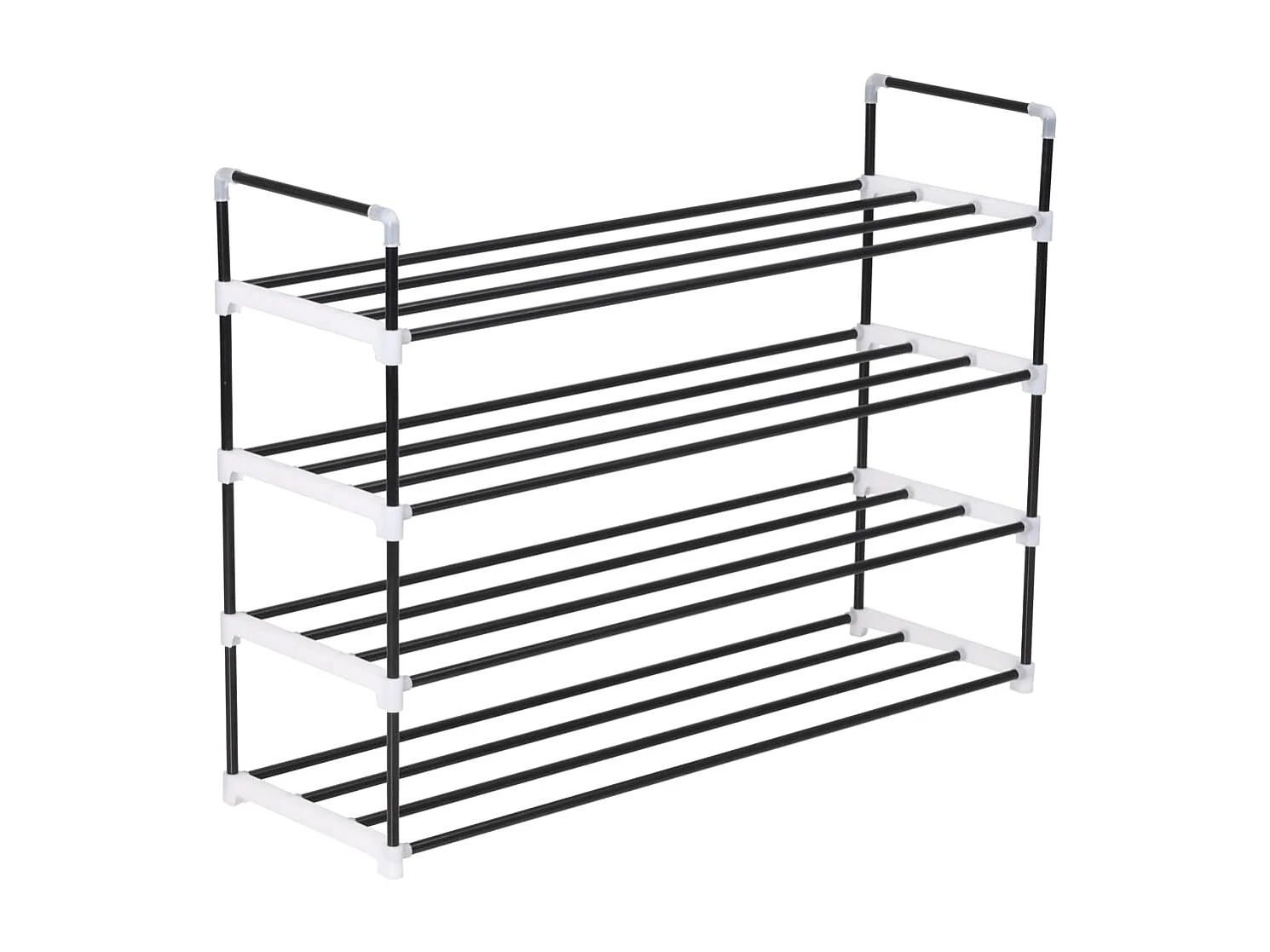 Estante de Sapatos Minimalista com 4 Prateleiras em Metal e Plástico Preto 91x29x74 cm