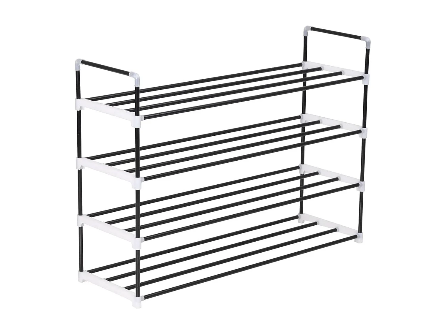 Estante de Sapatos Minimalista com 4 Prateleiras em Metal e Plástico Preto 91x29x74 cm