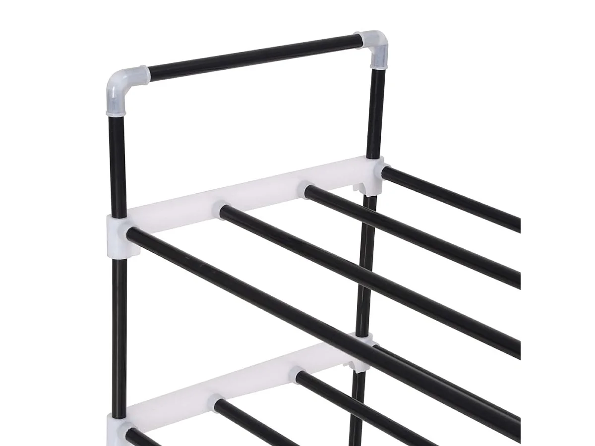 Estante de Sapatos Minimalista com 4 Prateleiras em Metal e Plástico Preto 91x29x74 cm