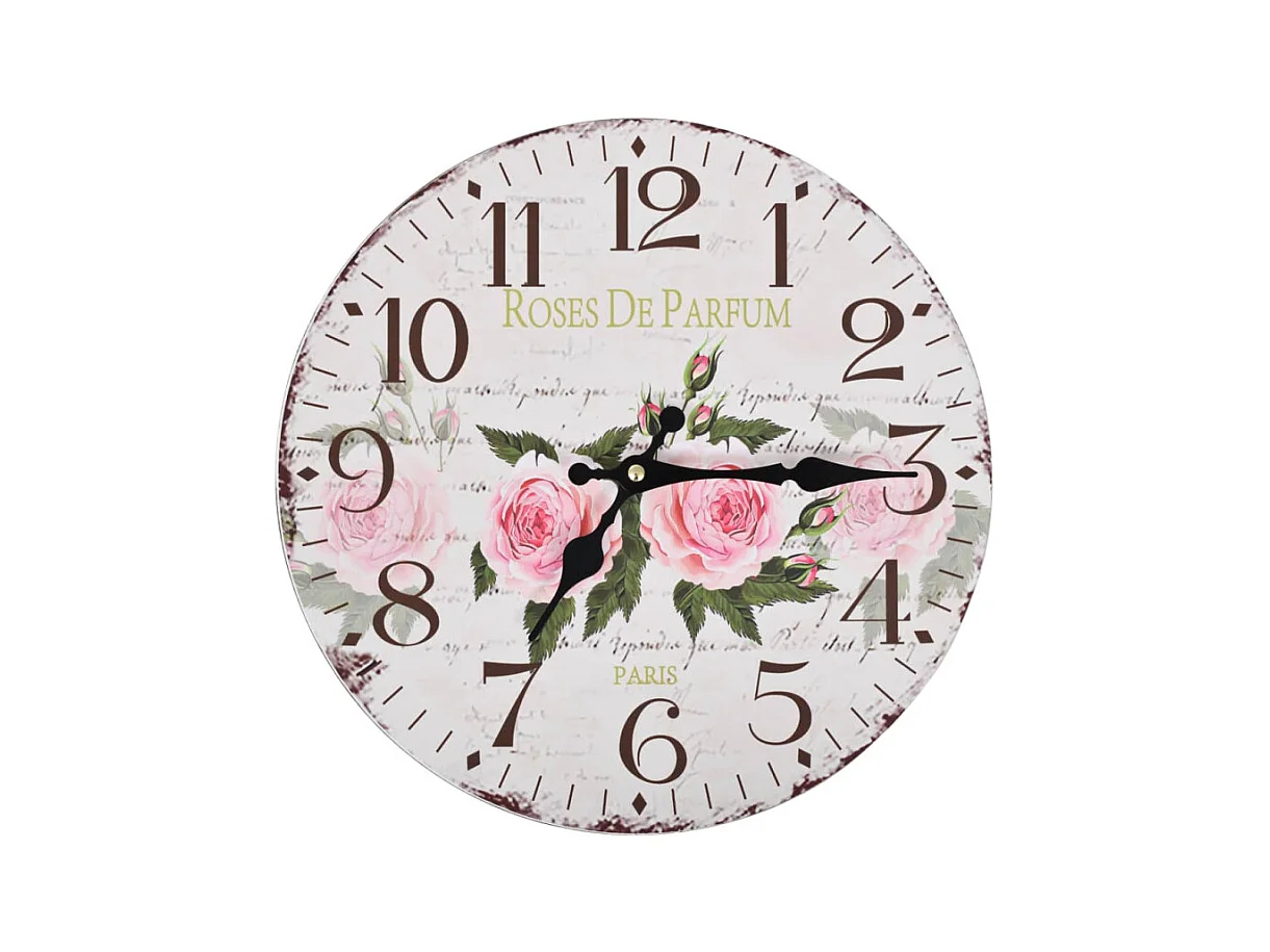 Vintage Wandklok Bloem 30 cm Multicolor MDF