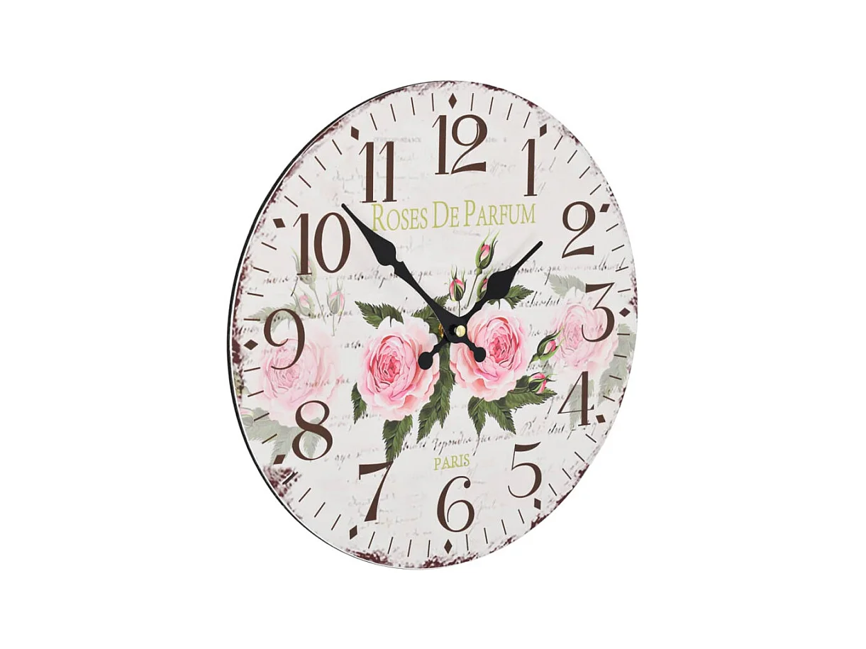 Vintage Wandklok Bloem 30 cm Multicolor MDF