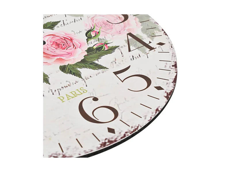 Vintage Wandklok Bloem 30 cm Multicolor MDF