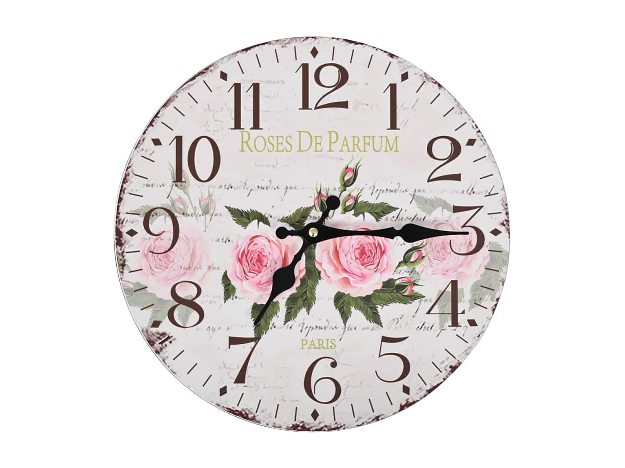 Vintage Wandklok Bloem 30 cm Multicolor MDF