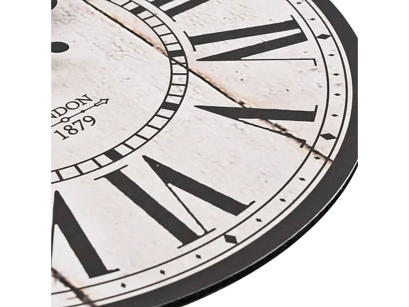 Relógio de Parede Vintage Londres 30 cm Estilo Retro Preto/Branco