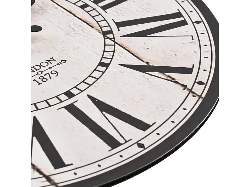 Relógio de Parede Vintage Londres 30 cm Estilo Retro Preto/Branco
