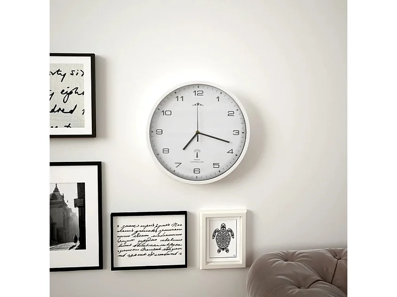 Horloge murale radioguidée avec mouvement à quartz 31 cm Blanc
