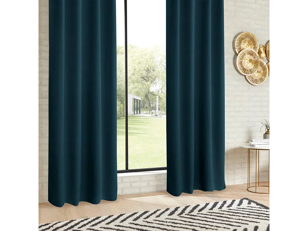 Lot de 2 Rideaux Occultants "Kerry" 135x240cm Bleu Égéen