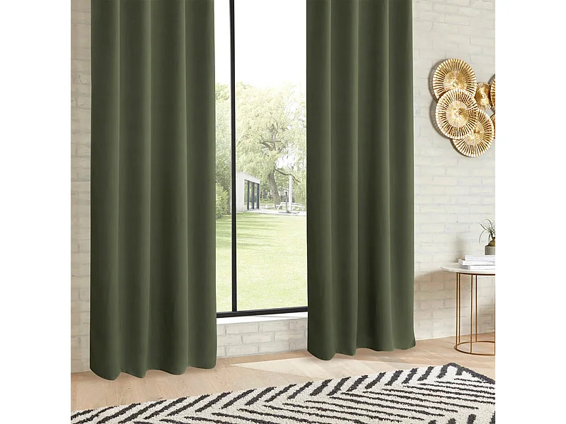 Lot de 2 Rideaux Occultants "Kerry" 135x240cm Vert Kaki