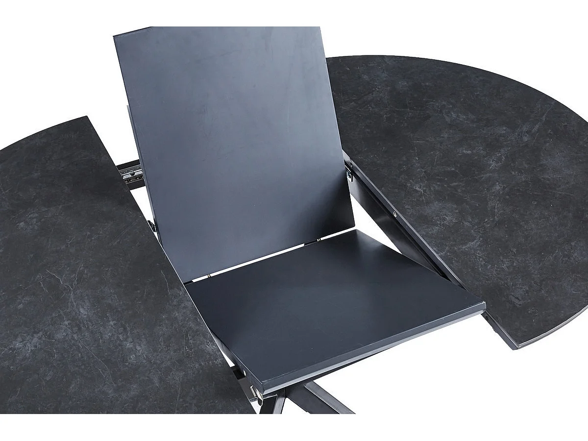 CERAMICA - Mesa de comedor redonda extensible negra L140 cm