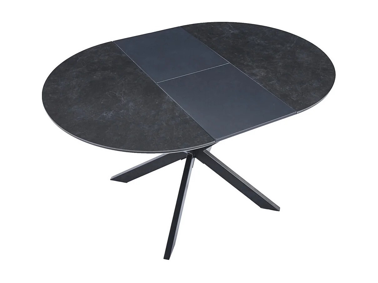 CERAMICA - Mesa de comedor redonda extensible negra L140 cm
