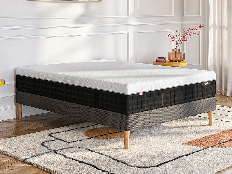 Matelas 160 x 200 cm hybride anti-feu ressorts ensachés 9 zones accueil mémoire de forme et latex ép.28cm - SLOMAS de YSMÉE
