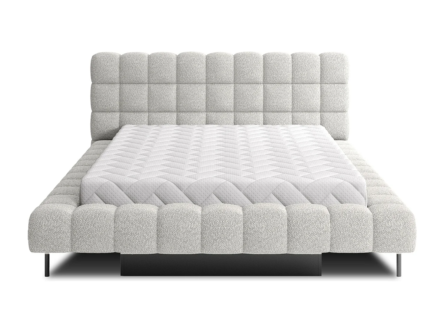 Bed met Kopa prestige opbergbox – Gewatteerde stoffen bekleding-Kleur Lichtgrijs-Slapen 180x200cm